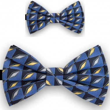 Papioane tata fiu albastru cobalt, imprimeuri geometrice